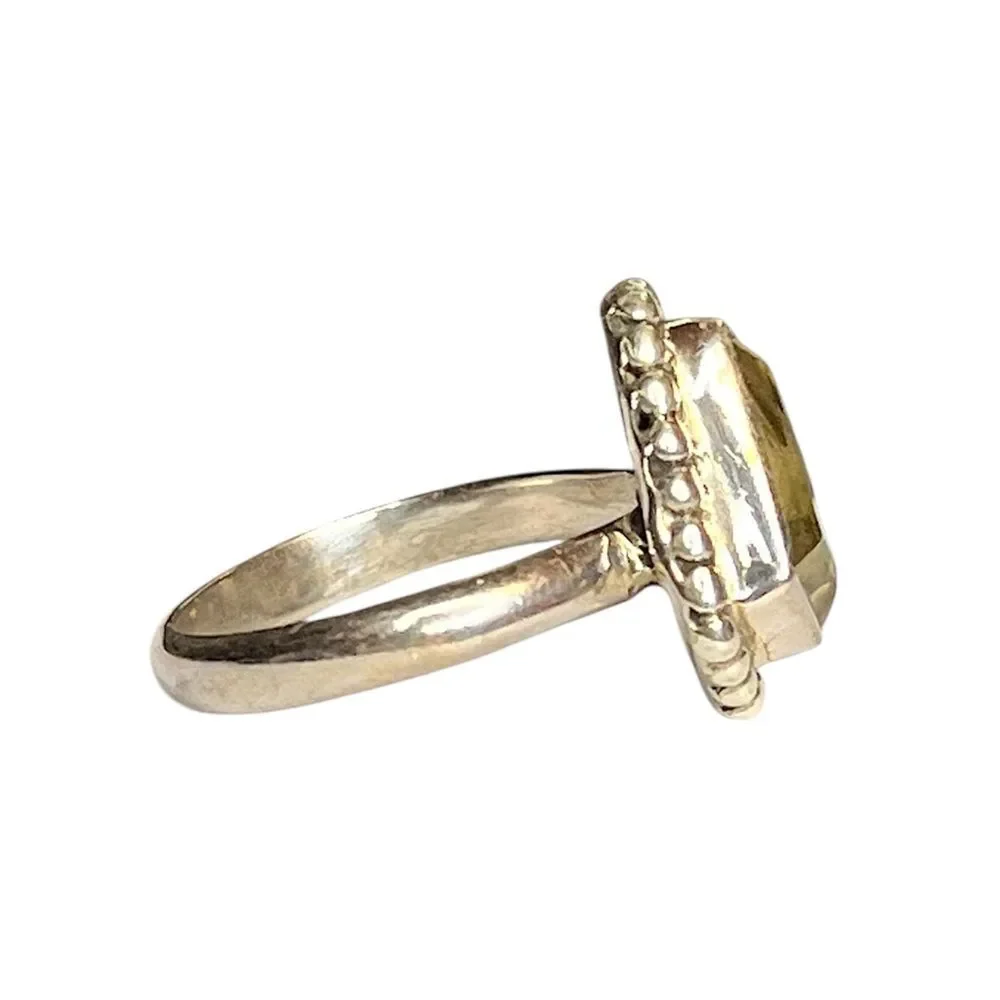Amazing Artisan Genuine Citrine Sterling Silver Cocktail Ring Size 7.5